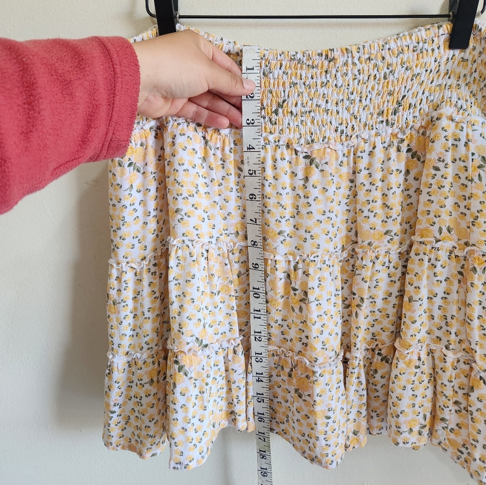 AE Yellow Floral Ruffle Mini Dress Yellow-White Color Size XL Spring Women - Picture 10 of 11